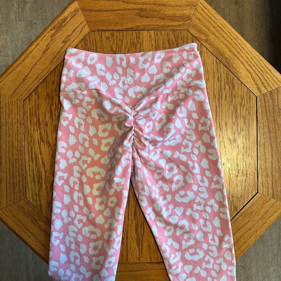 *RYDERWEAR* Pink x White Leopard Print Leggings Size Small - Picture 5 of 9